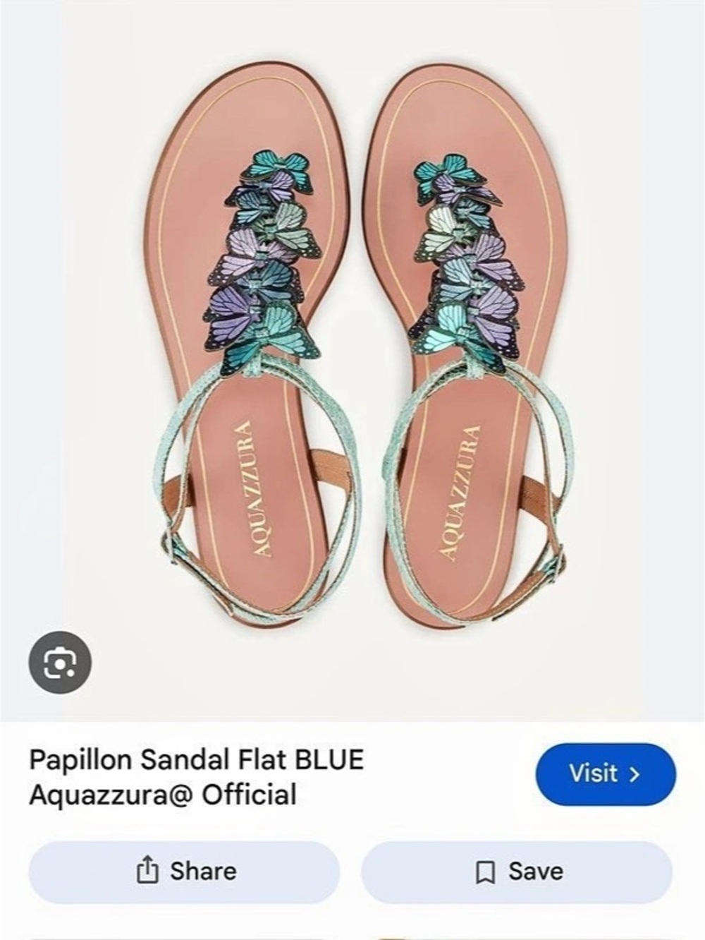 Aquazzura Papillon Flat Sandal Butterfly Blue & Green EU 39